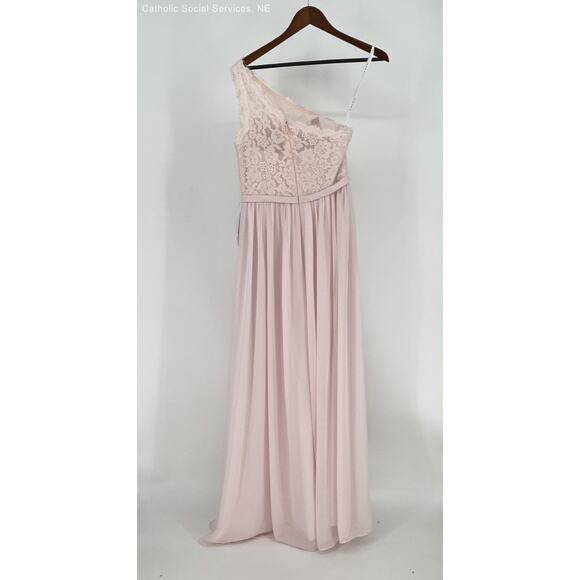 Azazie Blush Pink Women's One Shoulder Long Dress - Size C - Picture 4 of 6